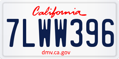 CA license plate 7LWW396