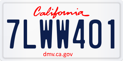 CA license plate 7LWW401