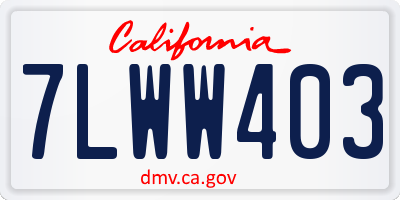 CA license plate 7LWW403
