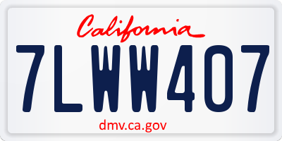 CA license plate 7LWW407