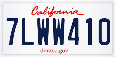 CA license plate 7LWW410