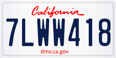 CA license plate 7LWW418