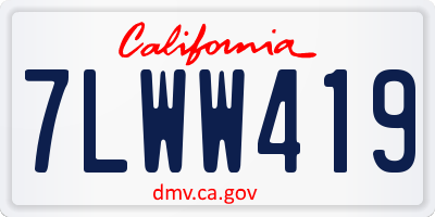 CA license plate 7LWW419
