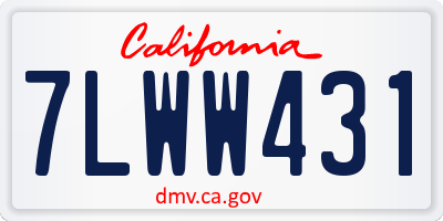CA license plate 7LWW431