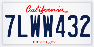 CA license plate 7LWW432