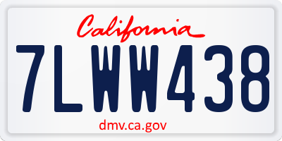 CA license plate 7LWW438
