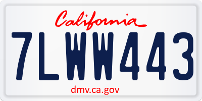 CA license plate 7LWW443