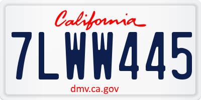 CA license plate 7LWW445