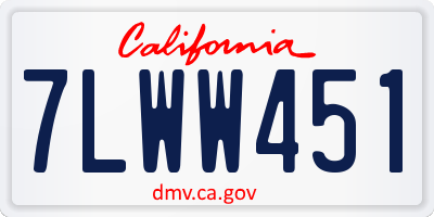 CA license plate 7LWW451