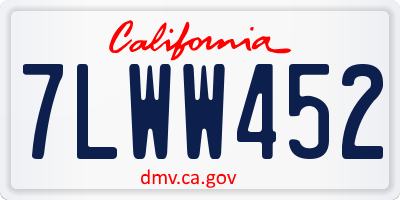 CA license plate 7LWW452