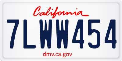 CA license plate 7LWW454