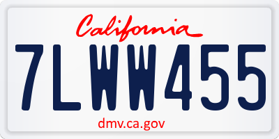 CA license plate 7LWW455