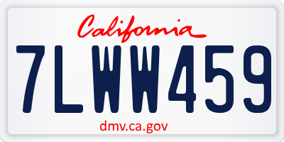 CA license plate 7LWW459