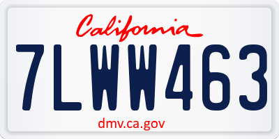 CA license plate 7LWW463