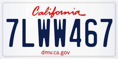CA license plate 7LWW467