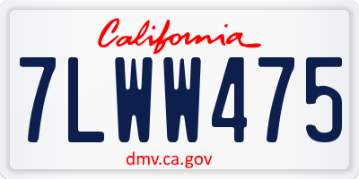 CA license plate 7LWW475