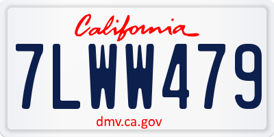 CA license plate 7LWW479