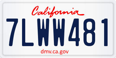 CA license plate 7LWW481