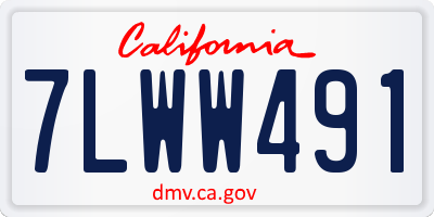 CA license plate 7LWW491