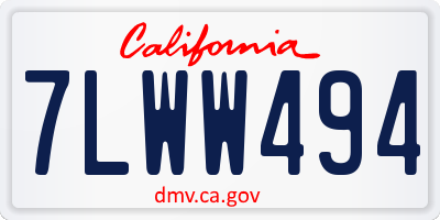 CA license plate 7LWW494