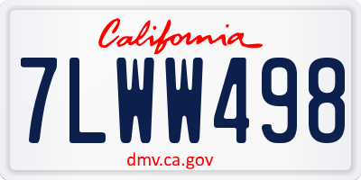 CA license plate 7LWW498