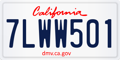 CA license plate 7LWW501