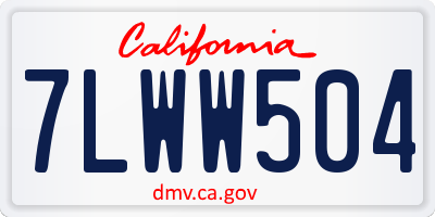 CA license plate 7LWW504