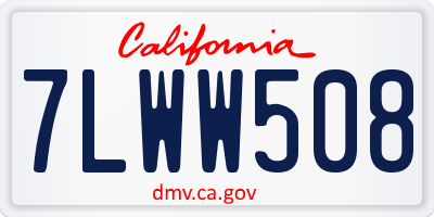 CA license plate 7LWW508