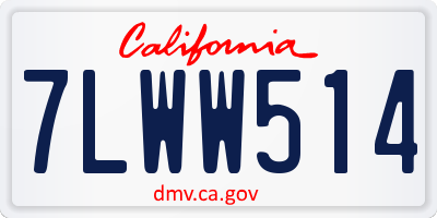 CA license plate 7LWW514