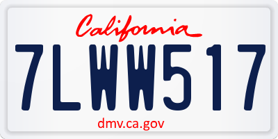 CA license plate 7LWW517