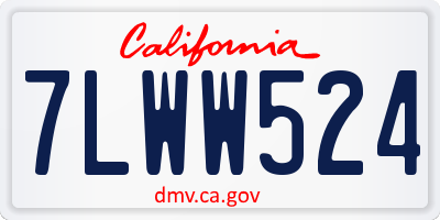 CA license plate 7LWW524