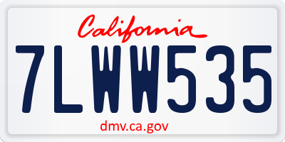 CA license plate 7LWW535