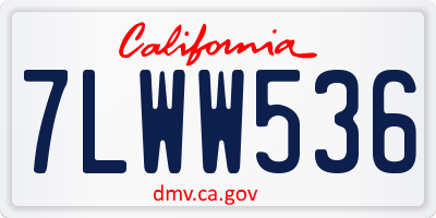 CA license plate 7LWW536