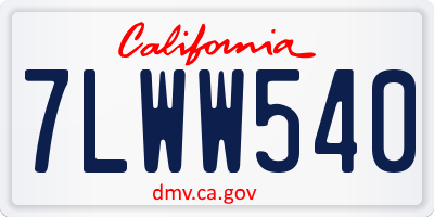 CA license plate 7LWW540