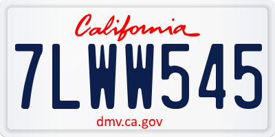 CA license plate 7LWW545