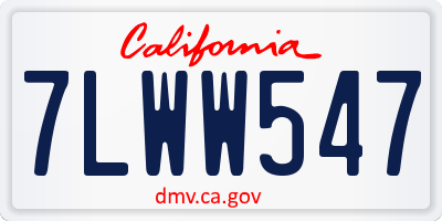 CA license plate 7LWW547