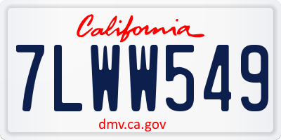 CA license plate 7LWW549