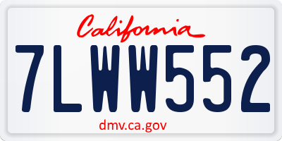 CA license plate 7LWW552