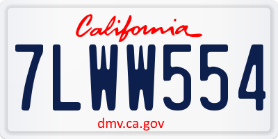 CA license plate 7LWW554
