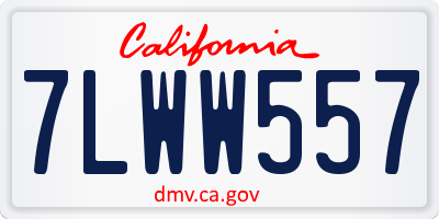 CA license plate 7LWW557