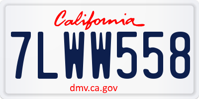 CA license plate 7LWW558