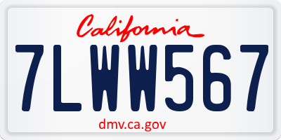 CA license plate 7LWW567
