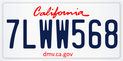CA license plate 7LWW568