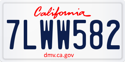 CA license plate 7LWW582