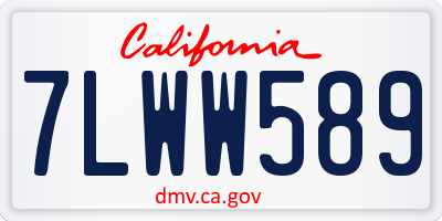 CA license plate 7LWW589