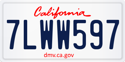 CA license plate 7LWW597