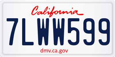 CA license plate 7LWW599