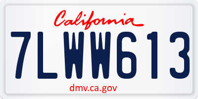 CA license plate 7LWW613