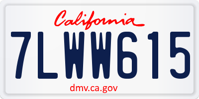 CA license plate 7LWW615
