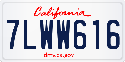 CA license plate 7LWW616